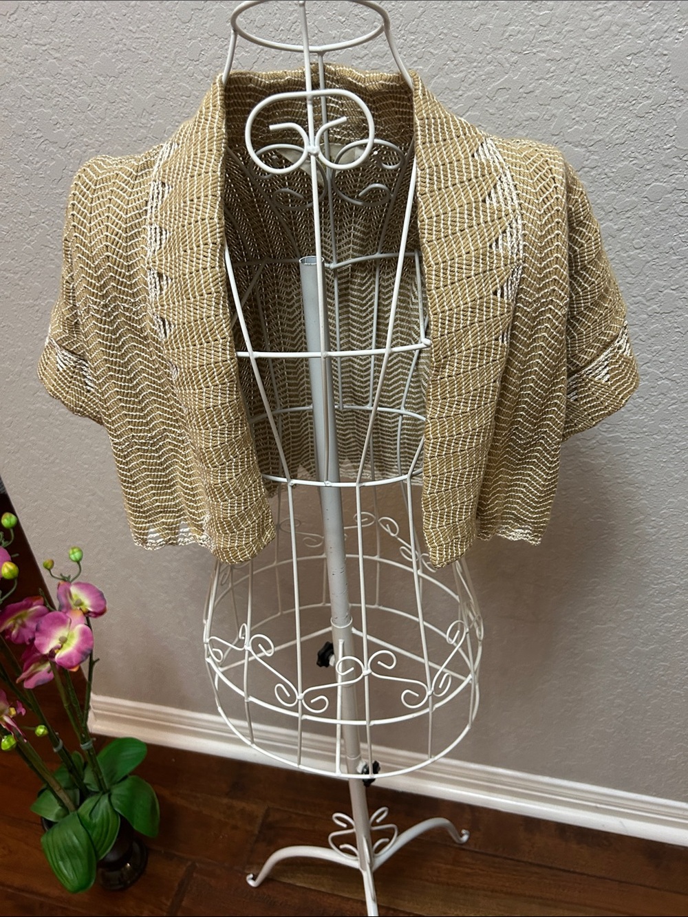 Lightweight Open-Front Short Sleeve Cardigan in Mustard by Antropologie